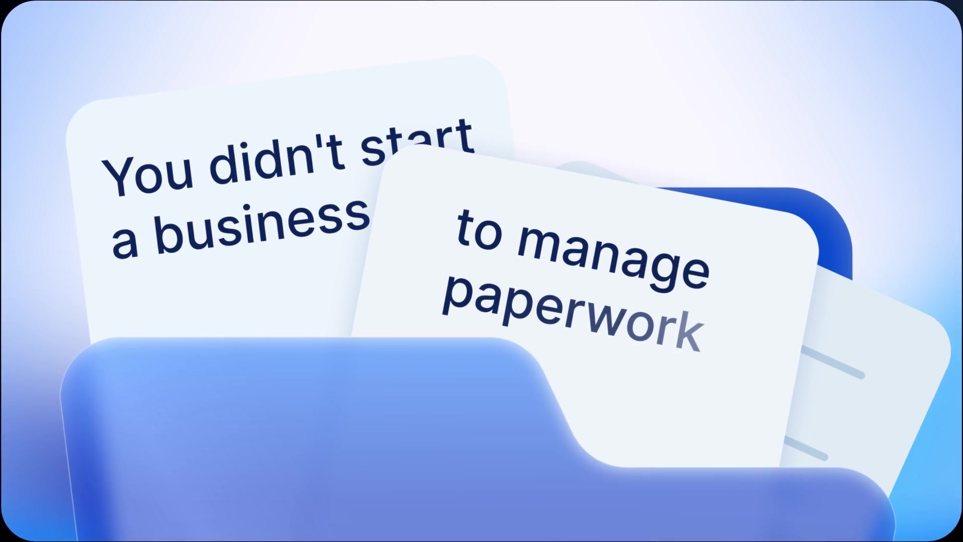 LLC Booster launch film — blue folder and animated paperwork